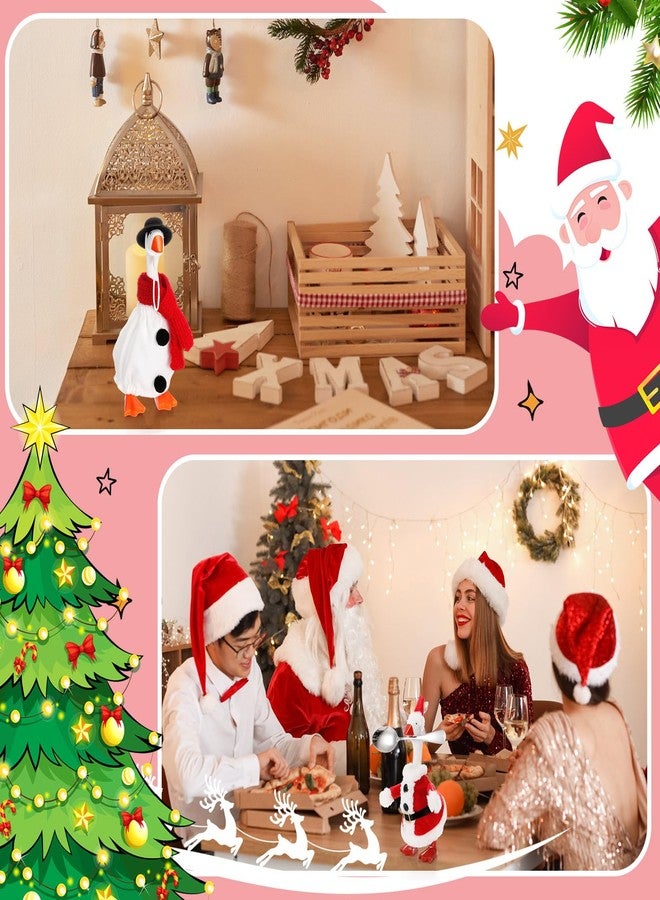 Abbylike 2 Sets Christmas Mini Desk Goose Outfits 7 Inch Cute Magnetic Silly Goose Statue Winter Holiday Decor Gifts for Christmas Holiday Home Office Table Desk Key Holder Decor(Santa Claus Snowman) - Image 5